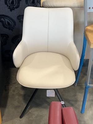 Lot 1275 - Cream leatherette style dining chair with...