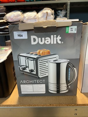 Lot 1454 - Boxed Dualit architect toaster and kettle set