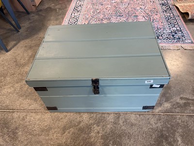 Lot 1241 - Green painted wooden chest with lock