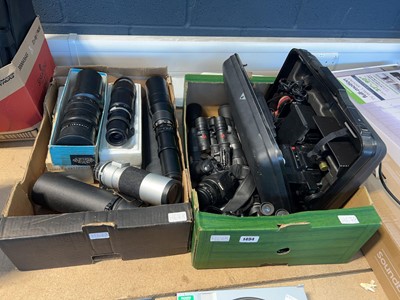 Lot 1494 - 2 boxes containing binoculars, camera, camera...