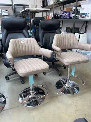 Lot 2462 - Pair of brown leatherette and chrome height...