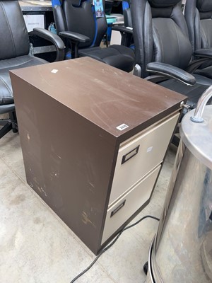 Lot 2470 - Cream and brown 2 drawer metal filing cabinet