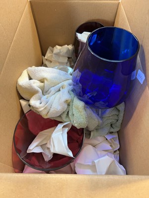 Lot 1307 - Box containing 4 coloured glass vases