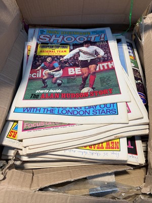 Lot 1323 - 3 boxes of football programmes and football...