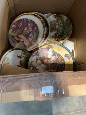 Lot 1345 - 3 boxes of household items and decorative plates