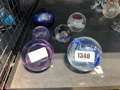 Lot 1348 - 6 glass paperweights in various styles