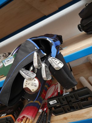 Lot 2601 - Pro Drive black and blue golf bag containing...