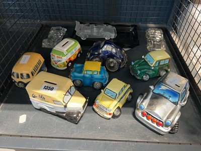 Lot 1350 - Cage containing various ceramic vehicles incl....