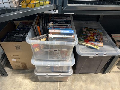 Lot 1364 - Box and 4 crates of DVDs