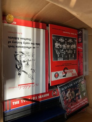 Lot 1365 - 2 boxes containing football related items