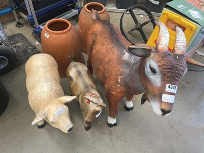 Lot 4375 - 2 plastic goat ornaments plus a sheep ornament
