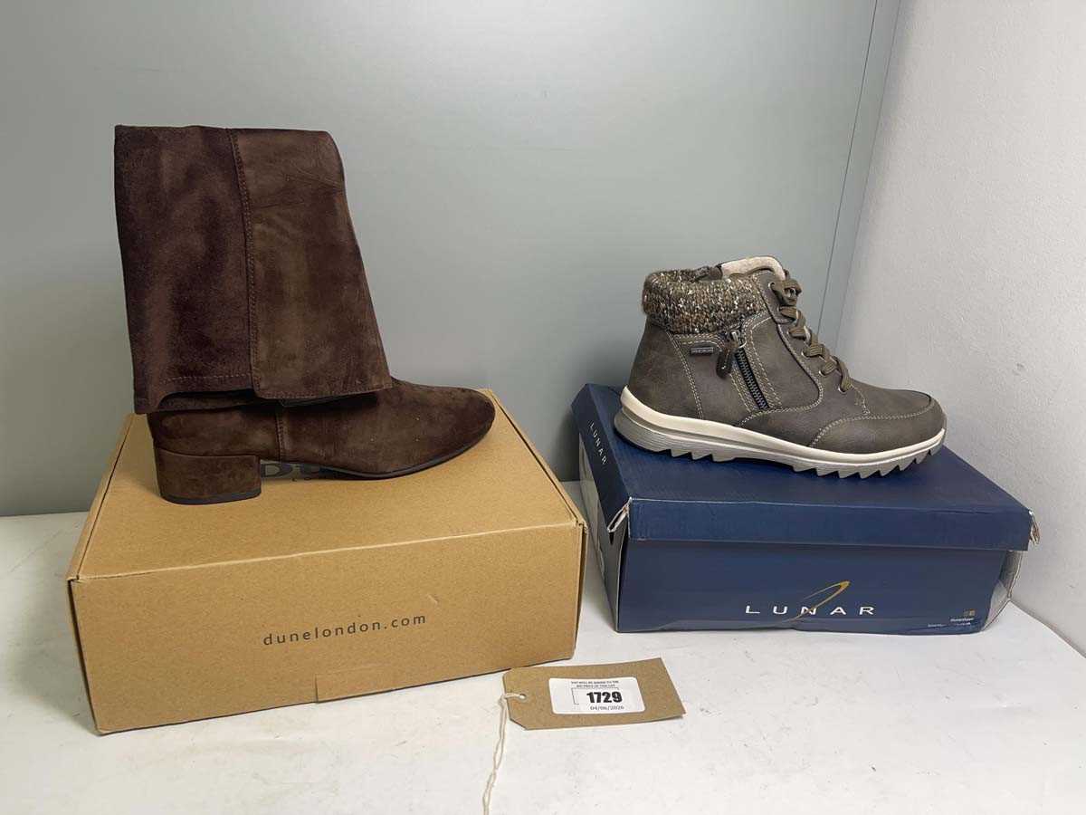 Lot 2x Boxed pairs of boots to include Lunar size...
