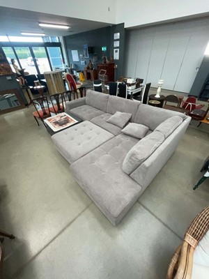 Lot Large grey fabric corner suite in three sections