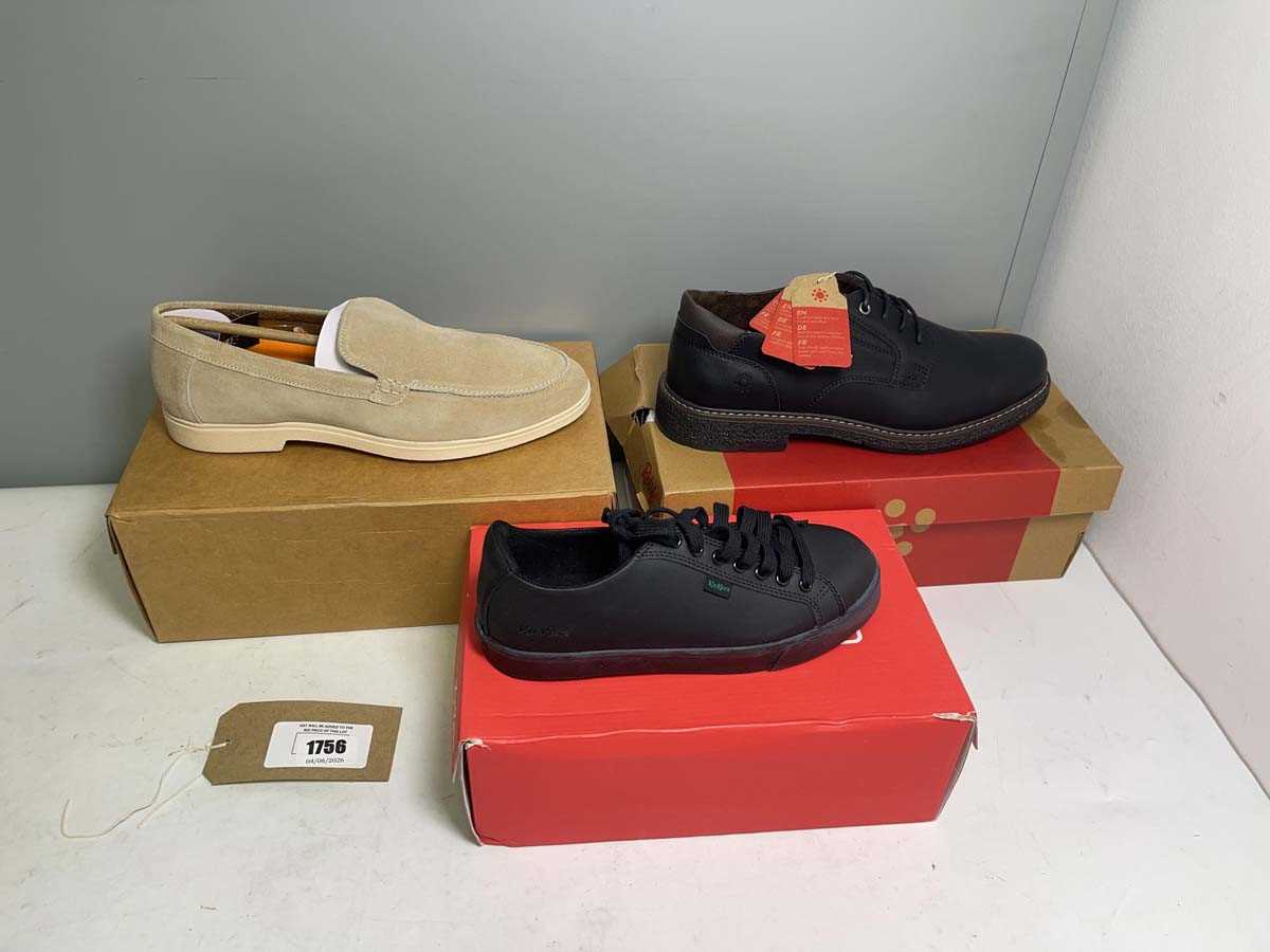 Lot 3x Boxed pairs of shoes to include Kickers...
