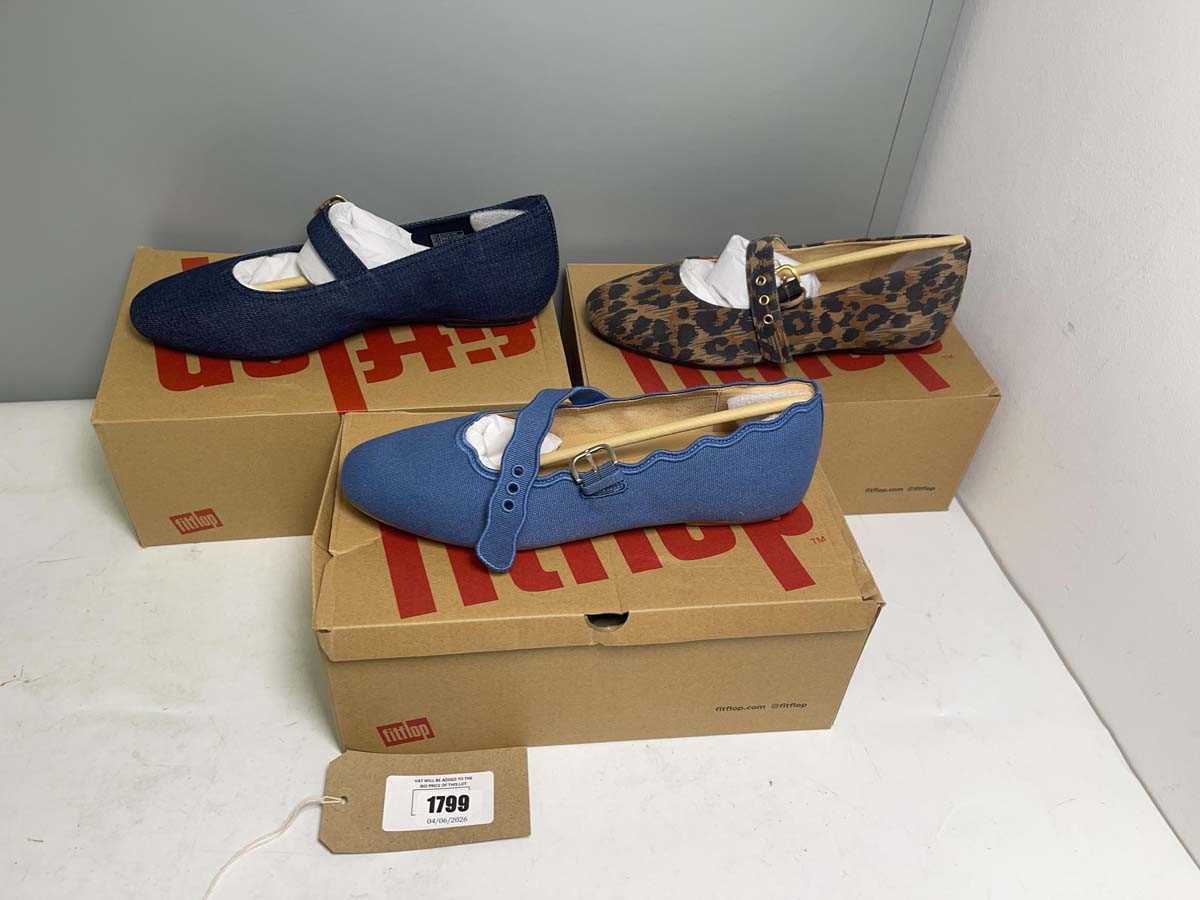 Lot 3x Boxed pairs of Fitflop shoes sizes UK8 & UK9