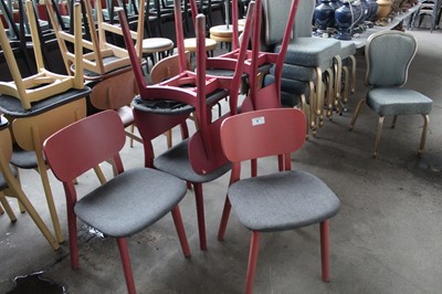 Lot 5 - 6 Warings pink framed dining chairs with grey...