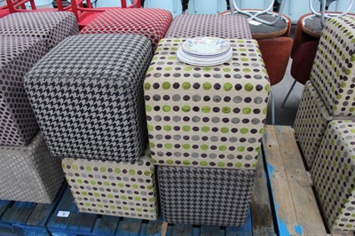 Lot 21 - 8 patterned low stools/pouffes