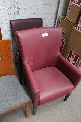 Lot 42 - 2 similar burgundy leather effect armchairs