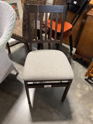 Lot 1603 - Single folding grey upholstered dining chair
