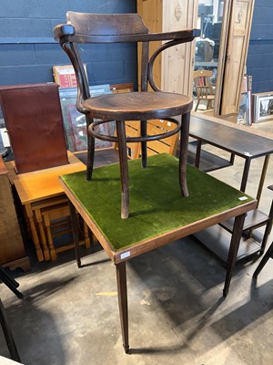 Lot 1423 - Folding card table with green baize top and...