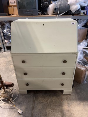 Lot 1442 - Green painted 3 drawer bureau