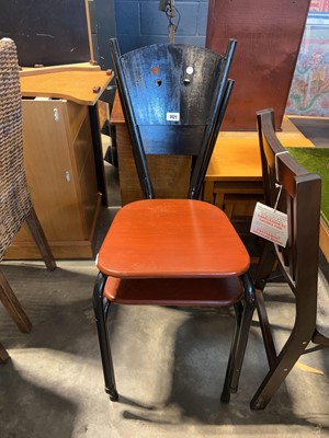 Lot 1421 - Pair of metal framed seated dining chairs