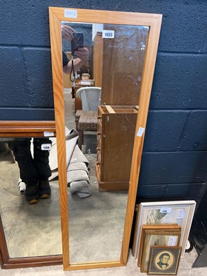 Lot 1493 - Rectangular pine framed wall mirror