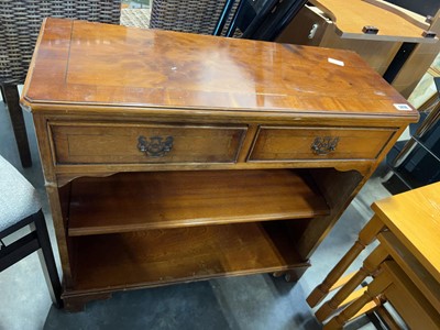 Lot 1418 - Burr walnut book case with 2 upper drawers