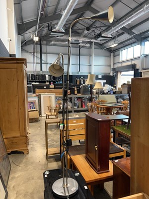 Lot 1417 - Chrome floor standing twin spot reading light