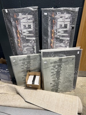 Lot 1462 - Collection of canvas artwork and a box of...